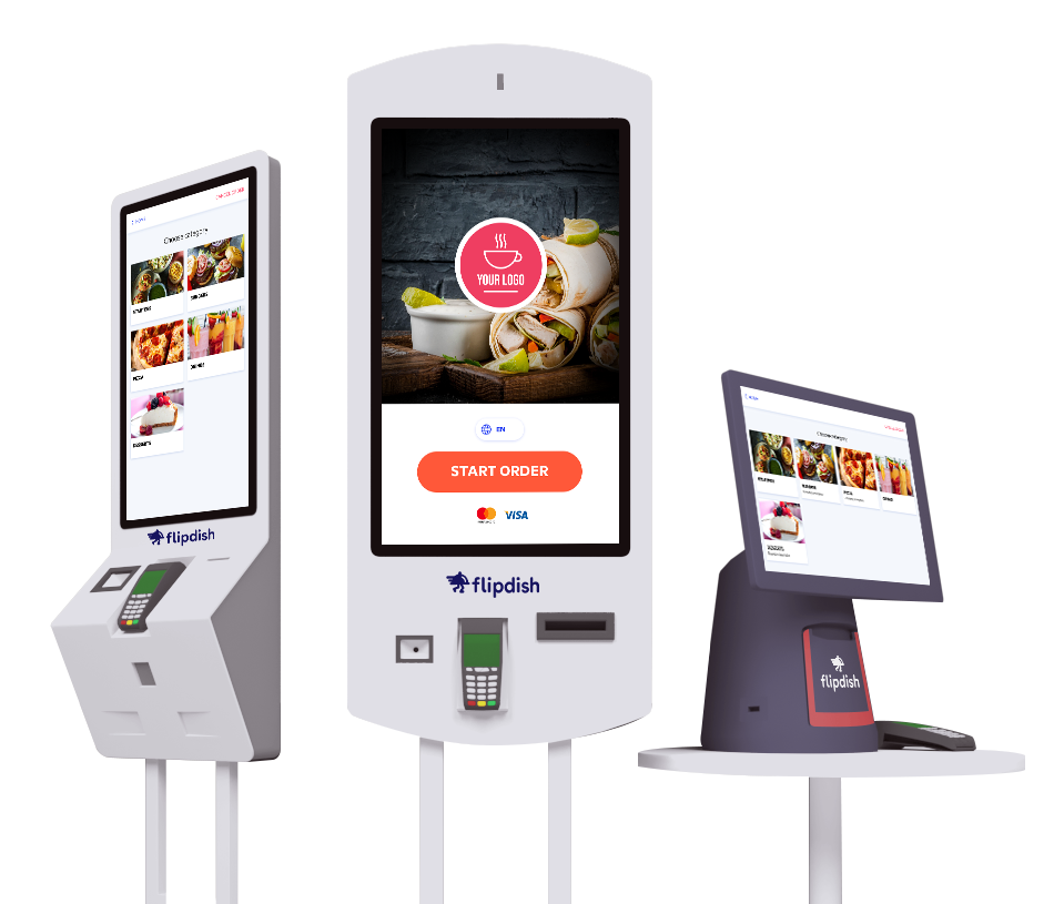 Self ordering kiosk device with touch screen